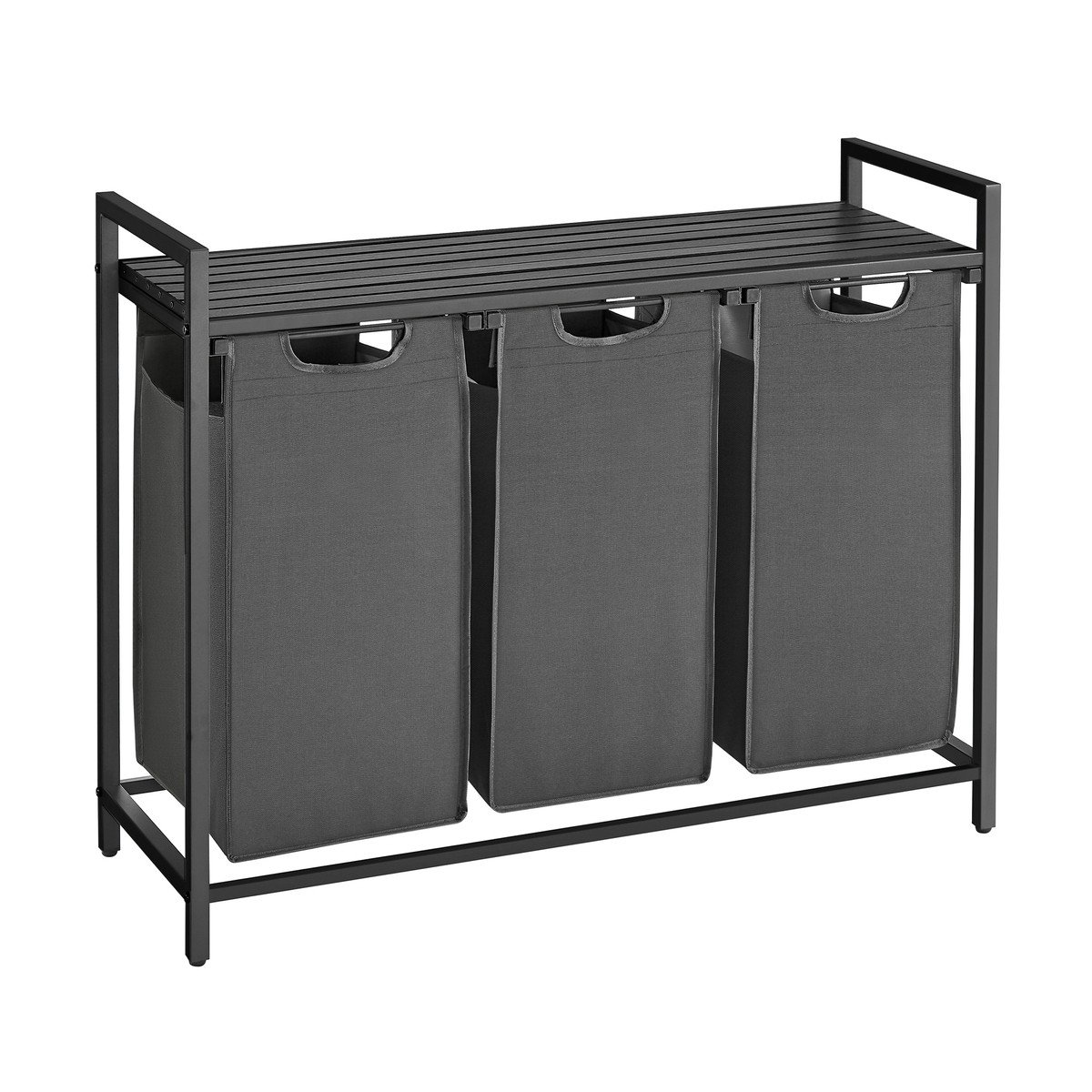 Panier à linge 3 compartiments - L92,5 cm gris anthracite, CALICOSY