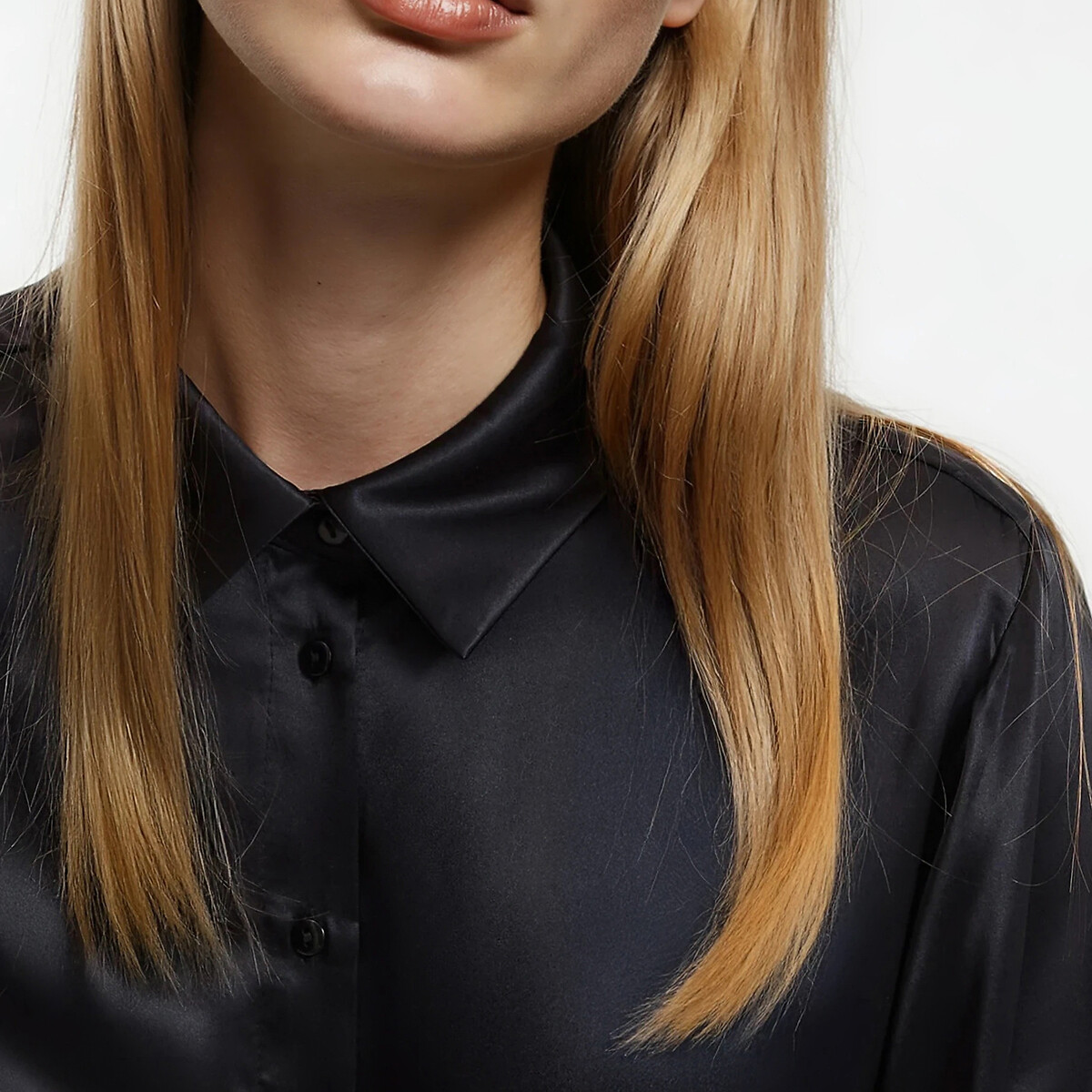 Silk Long Sleeve Shirt black, LA REDOUTE COLLECTIONS