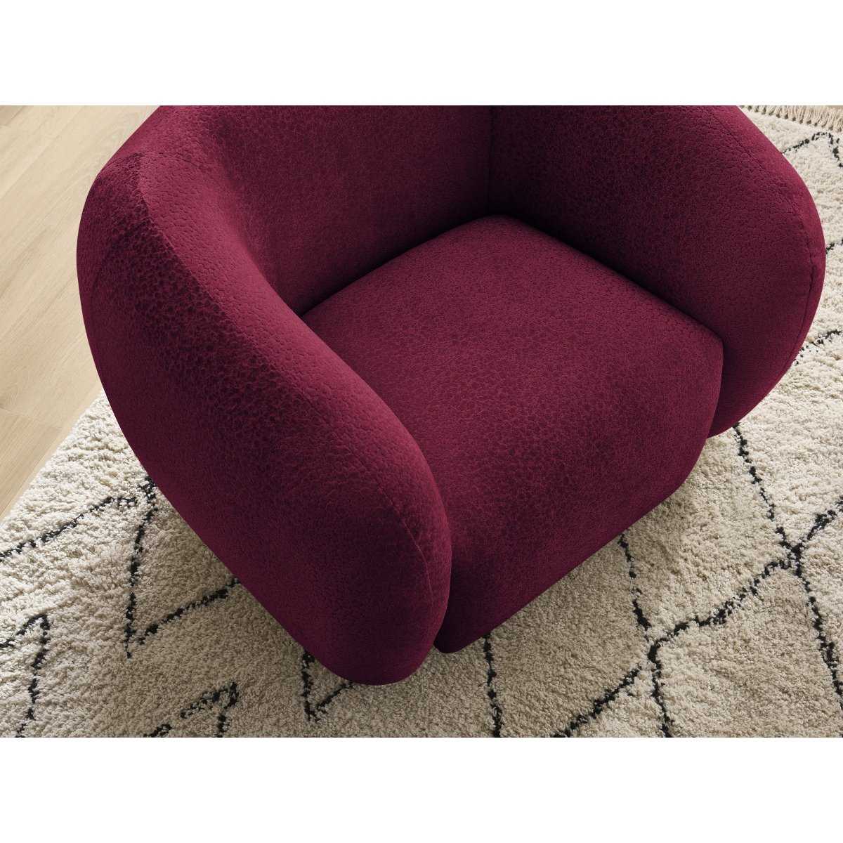 Fauteuil tissu texturé, CELINE rouge, BOBOCHIC