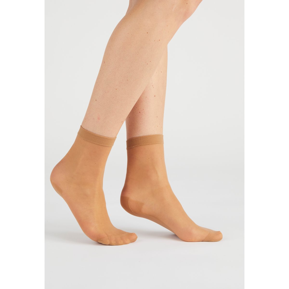 Paires de socquettes voile 15d - Lot de 4 marron lot biche, DAMART