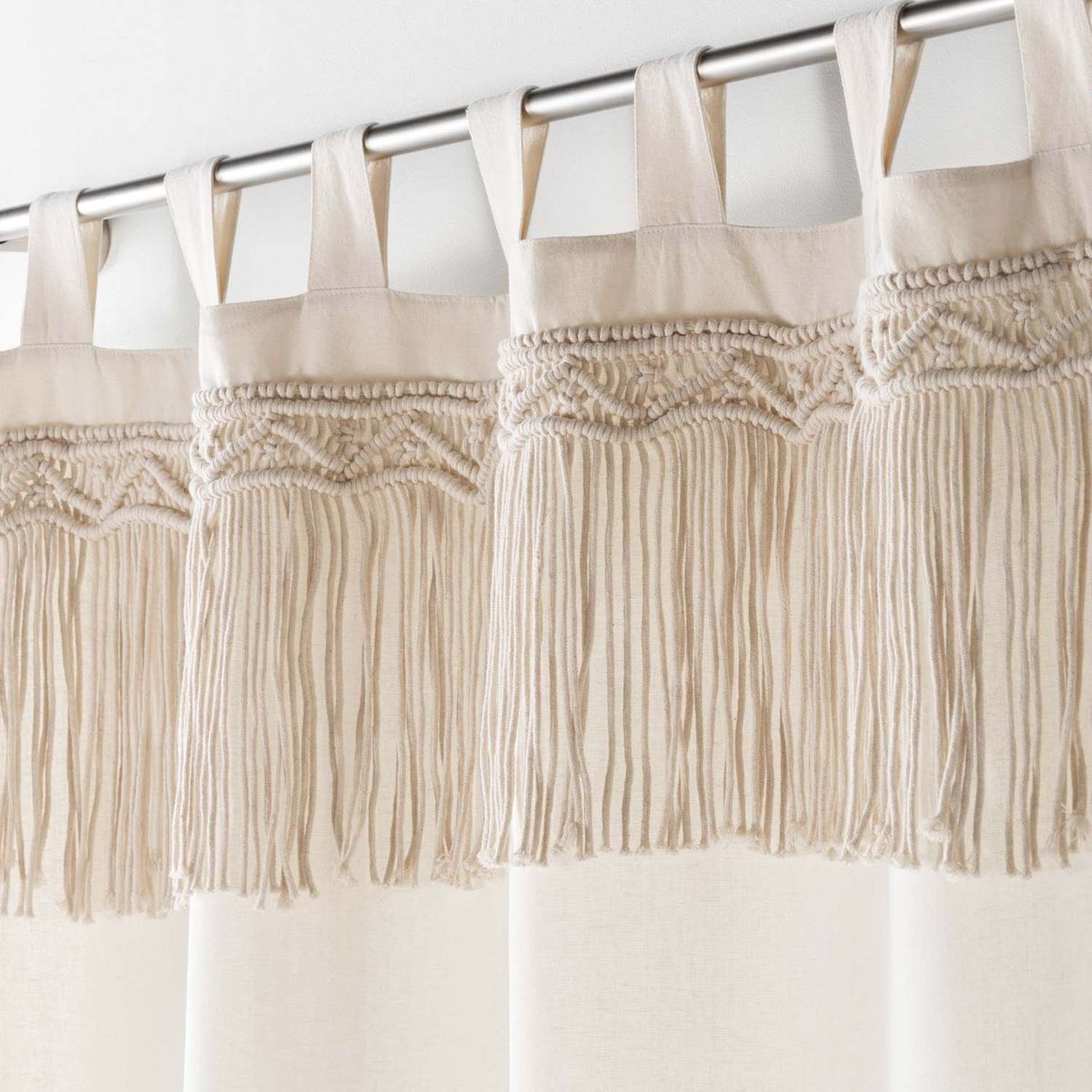 Rideau avec top macramé CERES beige, TOILINUX
