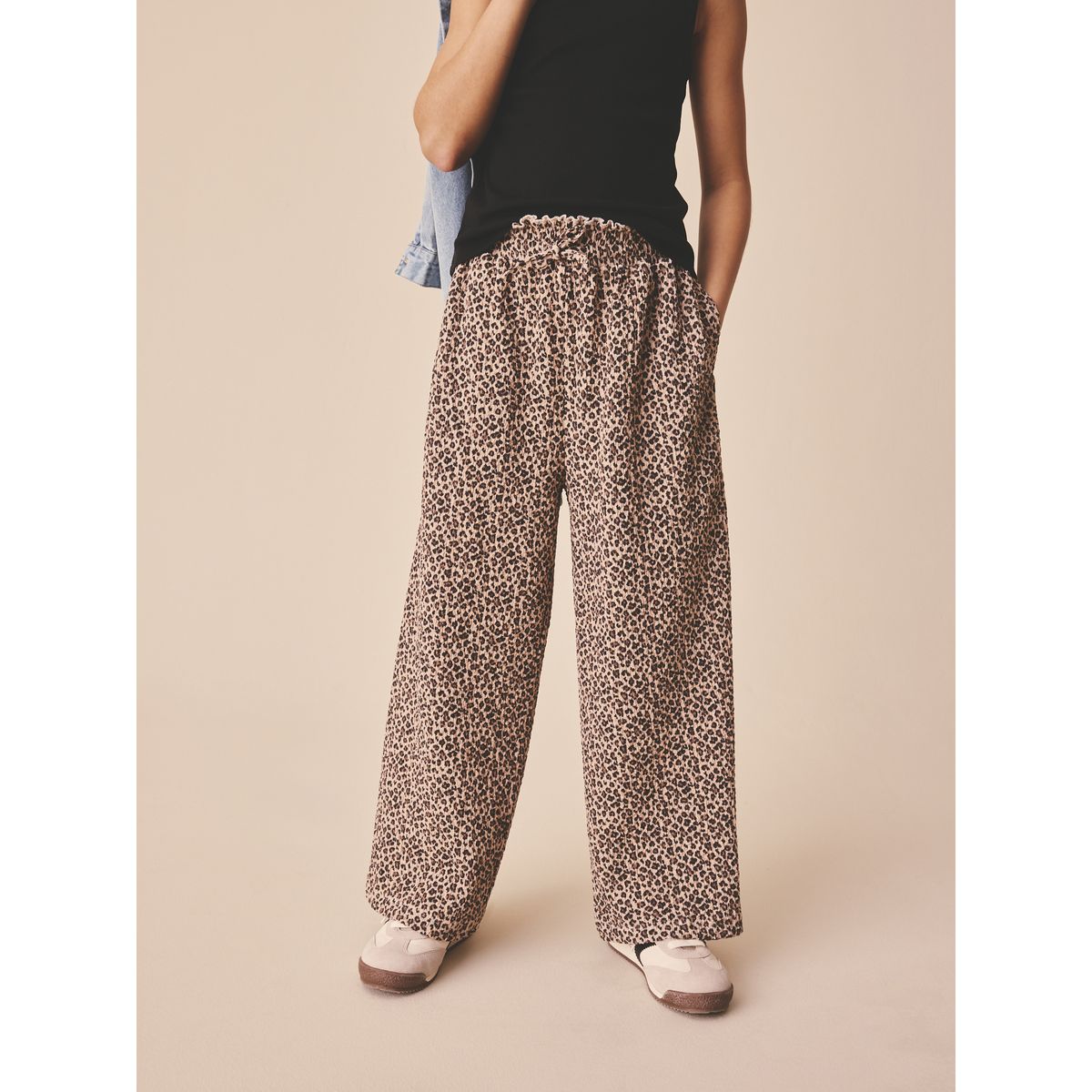 Pantalon large effet froissé animal, NEXT