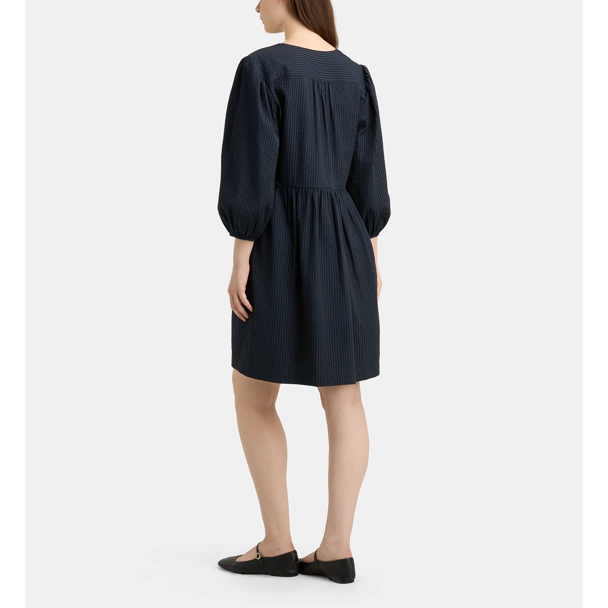 Robe courte filoute re seersucker rayures bleu marine, GALERIES LAFAYETTE