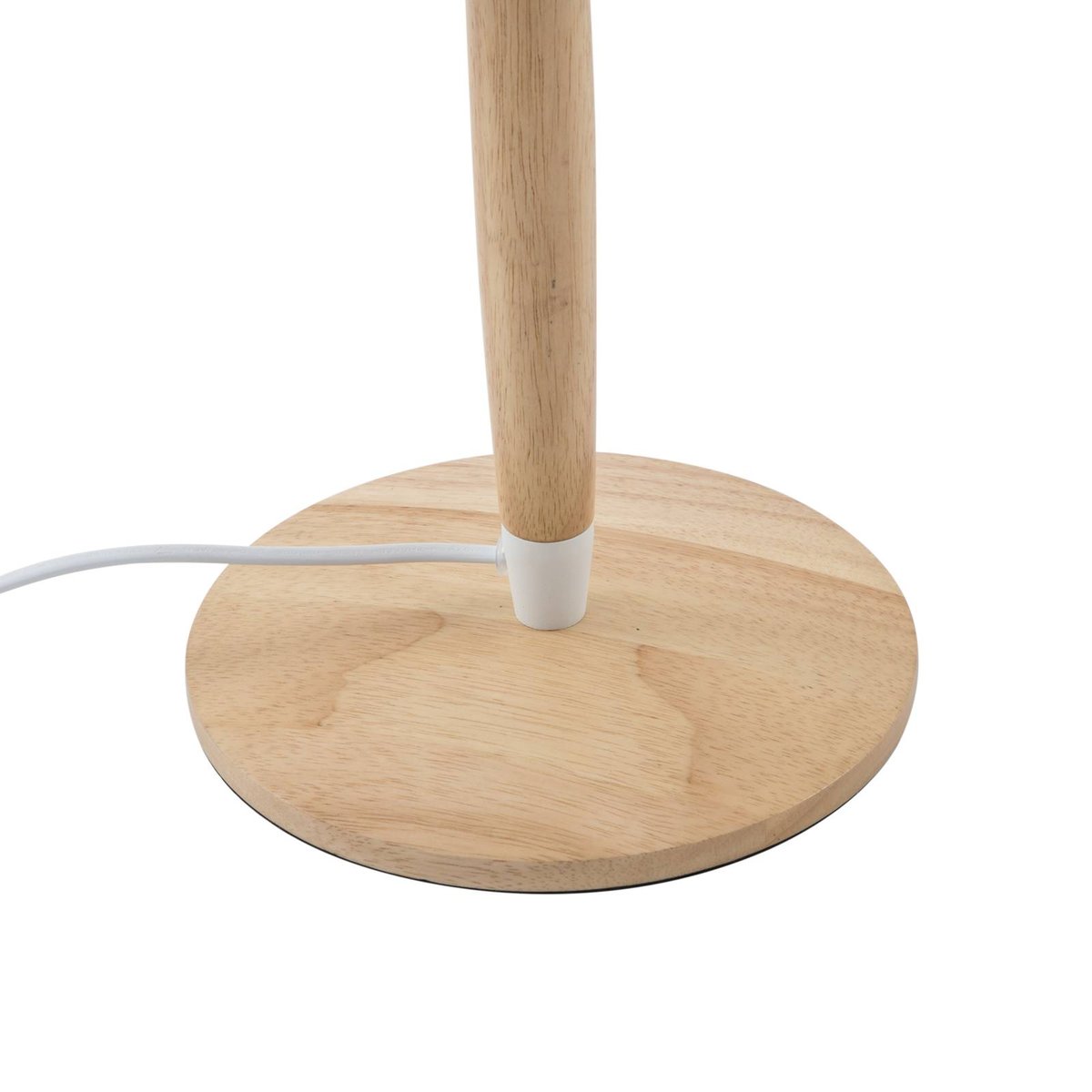 Lampe à poser en bois scandinave, Ellorin blanc, bois clair, LUCANDE