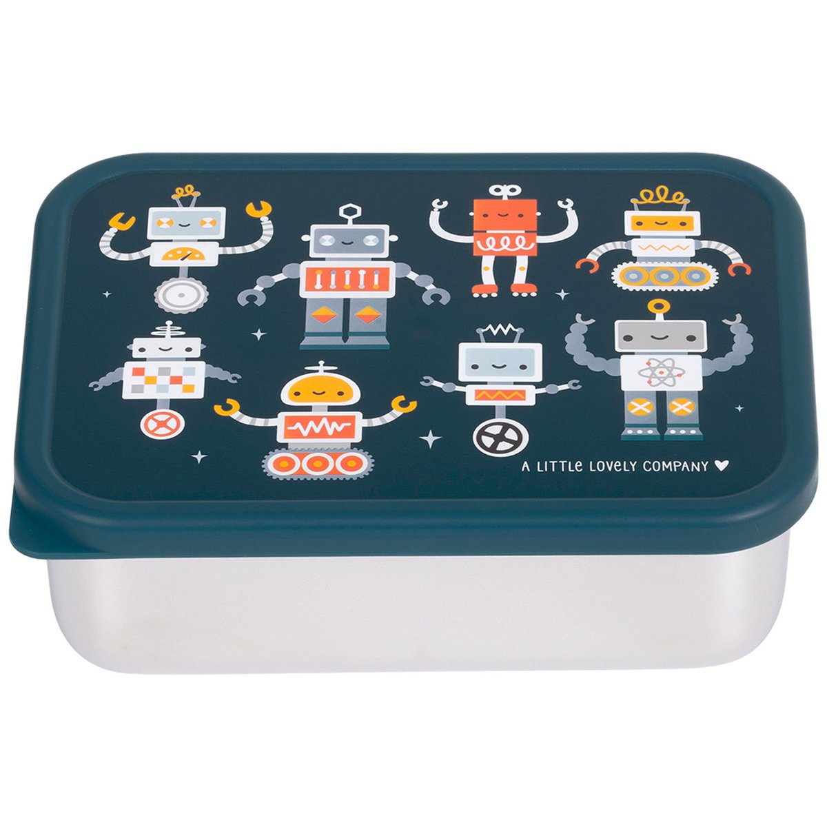 Lunch box en acier inoxydable bleu, orange, rouge, A LITTLE LOVELY COMPANY