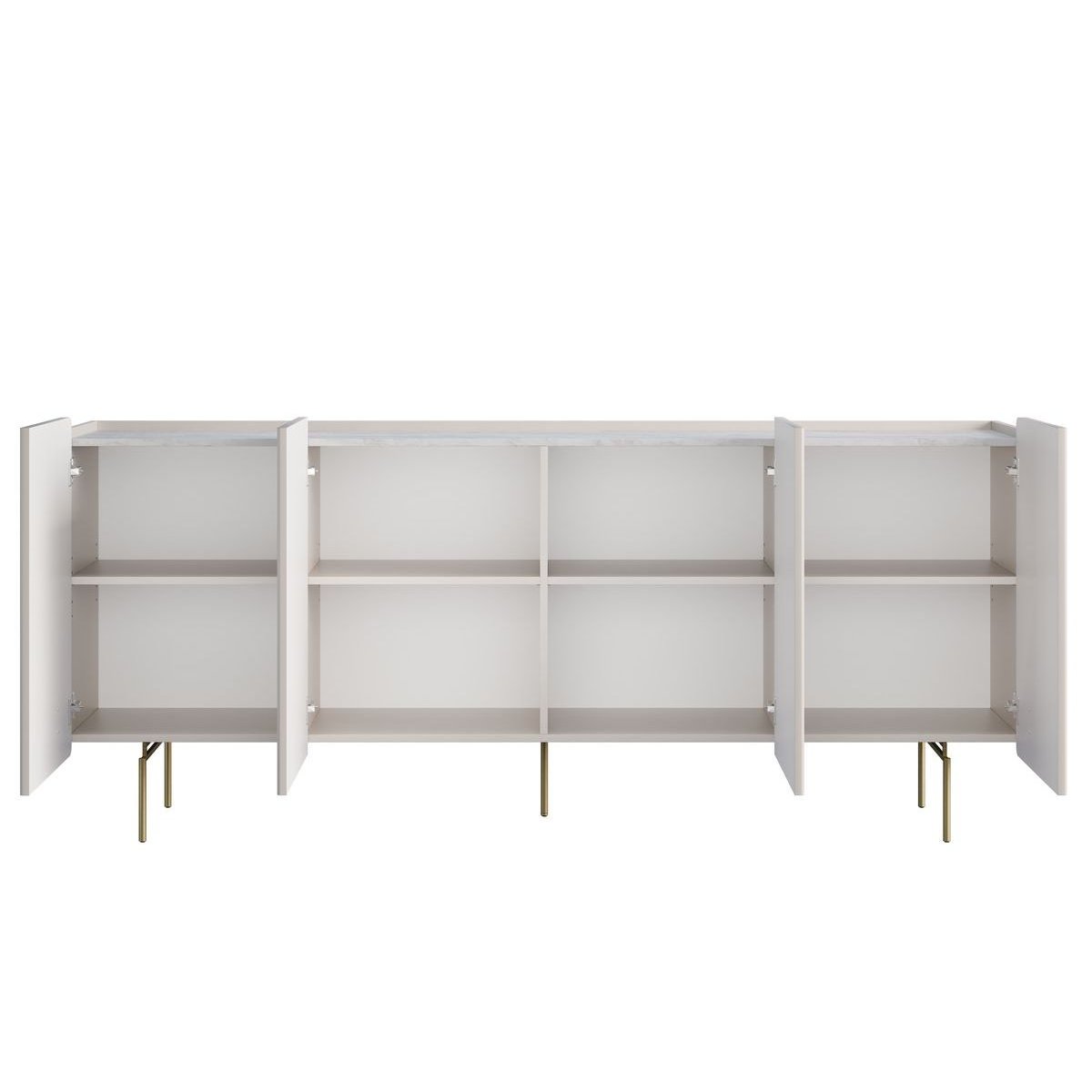 Buffet bas en panneaux de particules et MDF 4 portes 200 cm, MATHILDE beige, BOBOCHIC