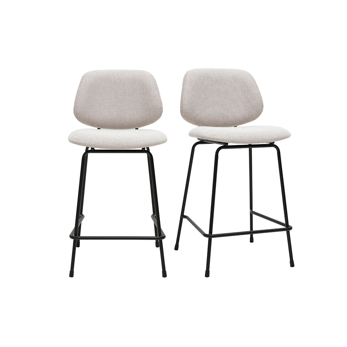 Tabourets de bar en tissu effet velours texturé terre brûlée et métal H66.5 cm BARNET (lot de 2) beige, MILIBOO