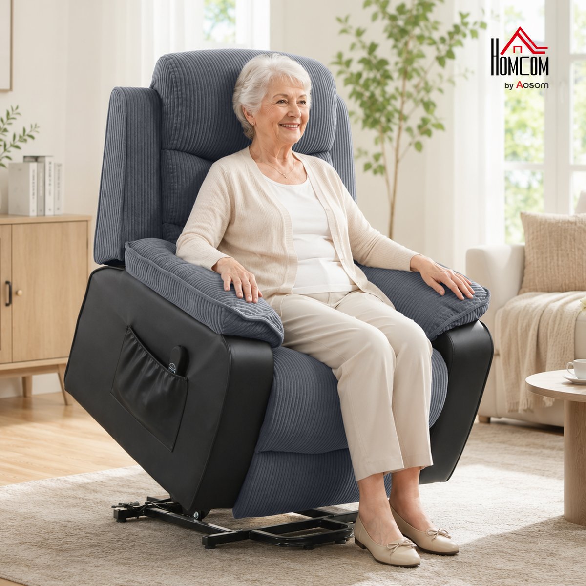 Fauteuil releveur multifonctionnel Velours gris foncé, HOMCOM