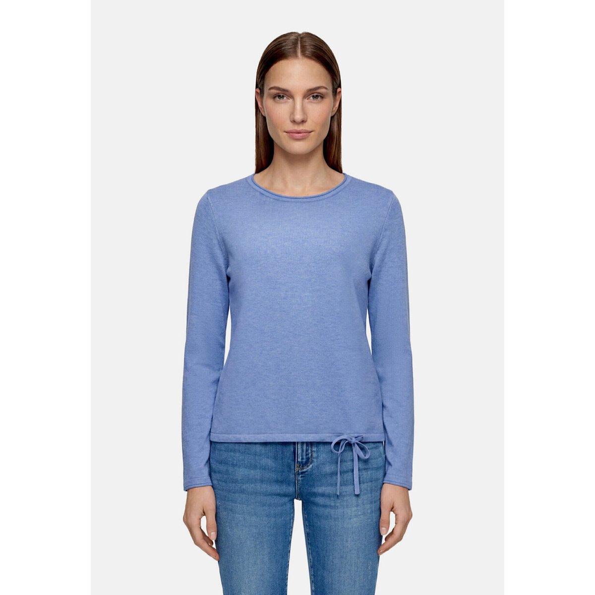 Pull-over en maille à cordon coulissant sous tunnel middle blue melange, BETTY BARCLAY