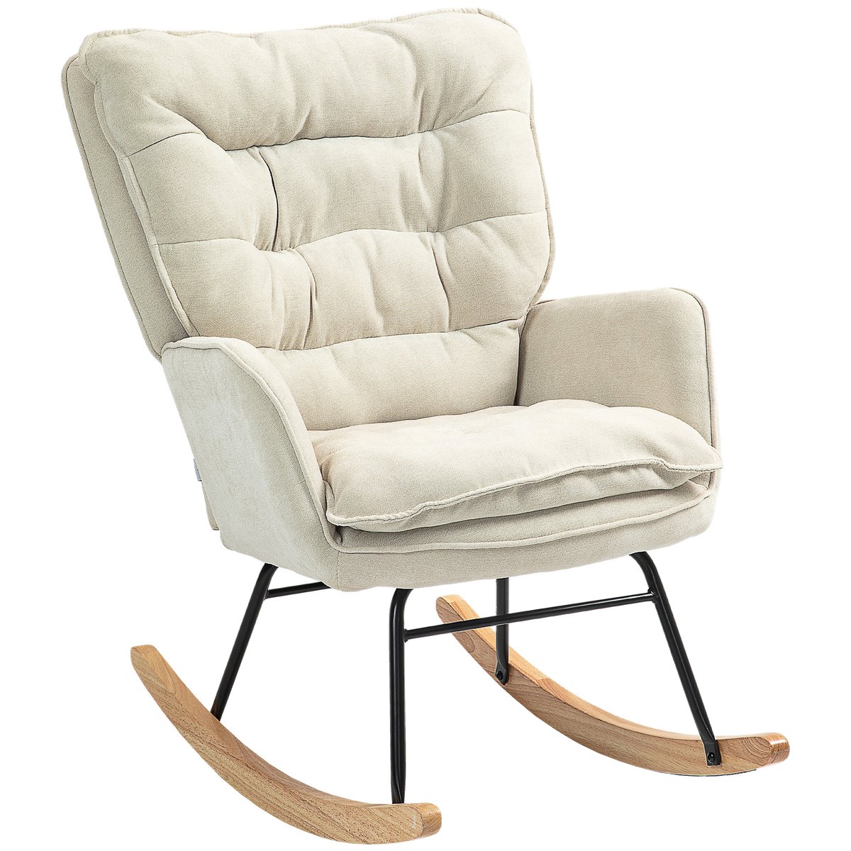 Fauteuil à bascule Chenille (100% polyester) beige, HOMCOM