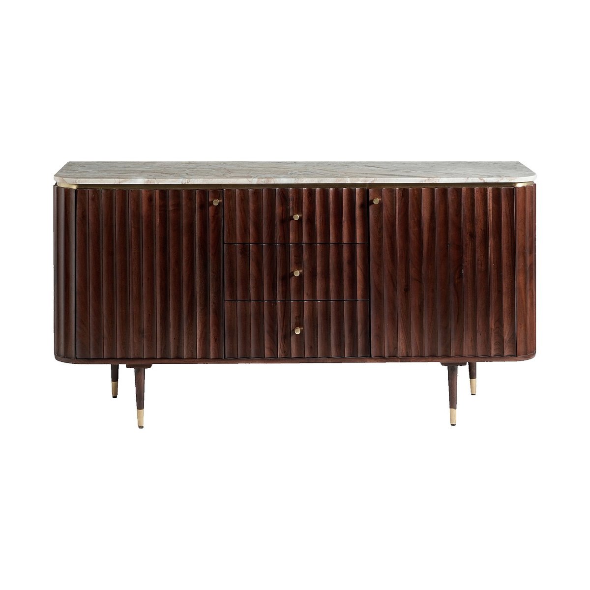 Buffet bois, panneau, marbre HECTOR naturel foncé, HABITAT