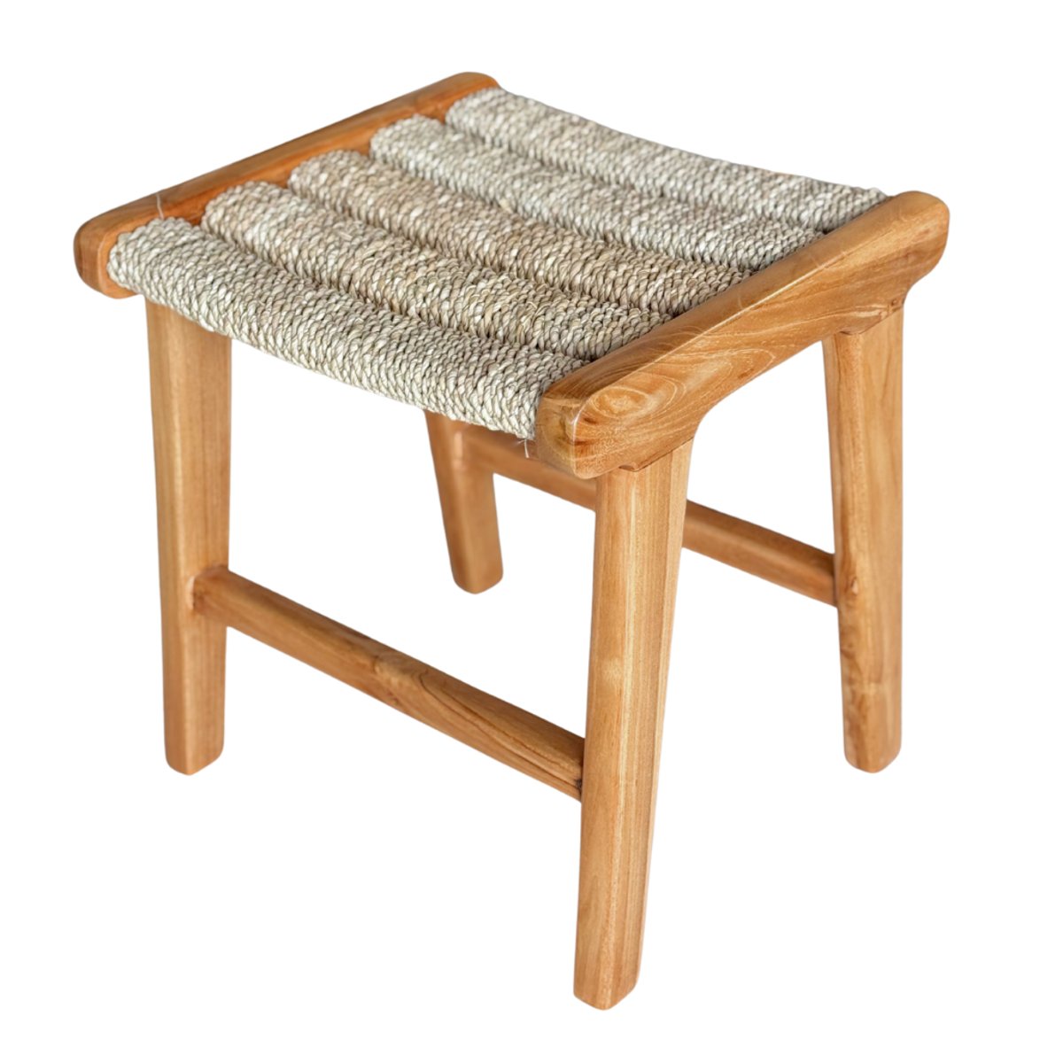 Tabouret en teck et corde tressé ALICE couleur unique, HYDILE