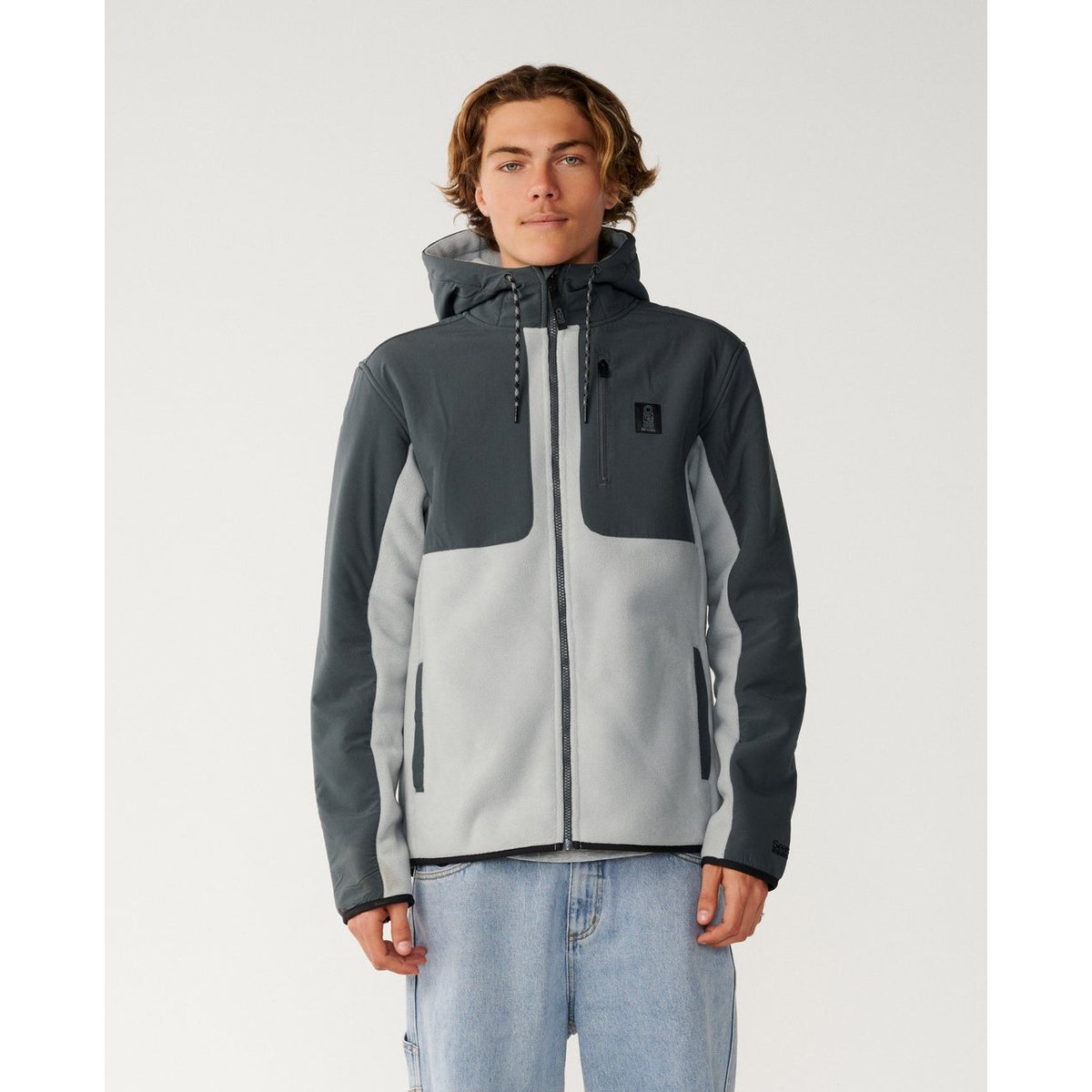 Sweat zippé à capuche SEARCH Series PANEL gris anthracite, RIP CURL