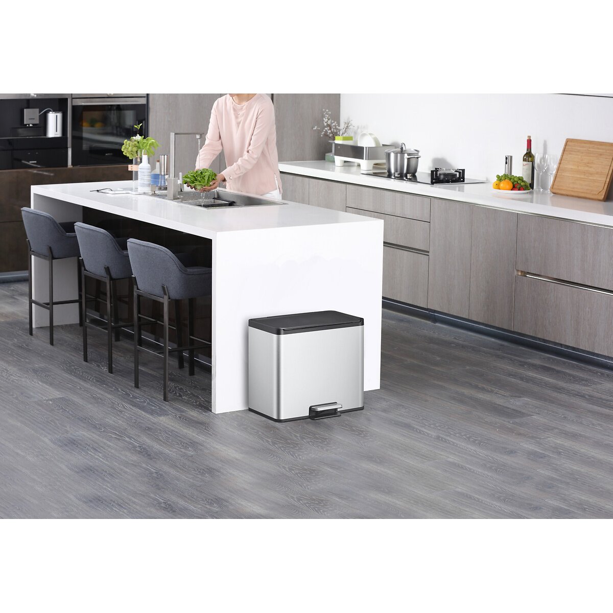 Balde de Pedal Essential 9+9+9L, EKO inox mate, EKO
