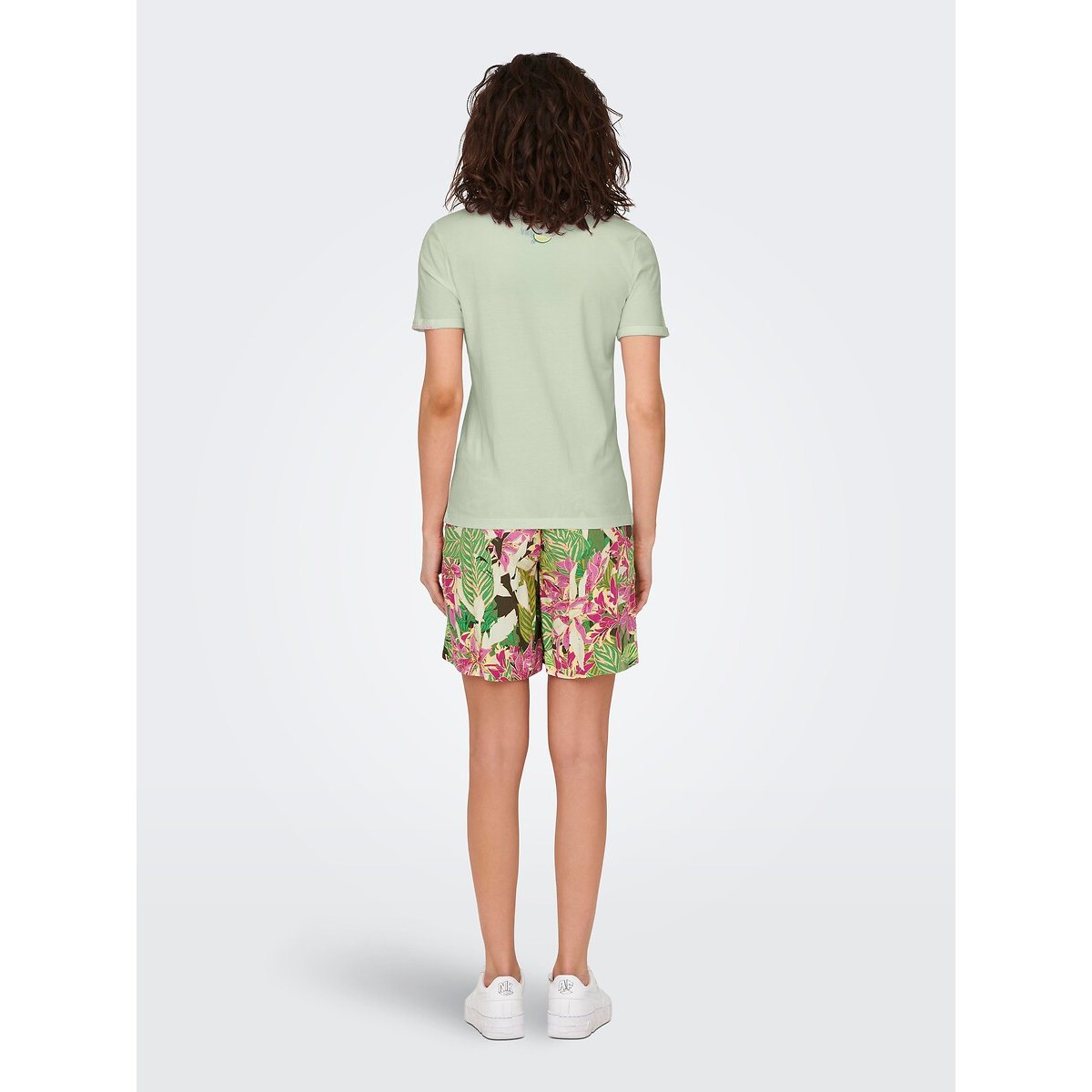 T-shirt fantasia con maniche corte verde pallido, ONLY