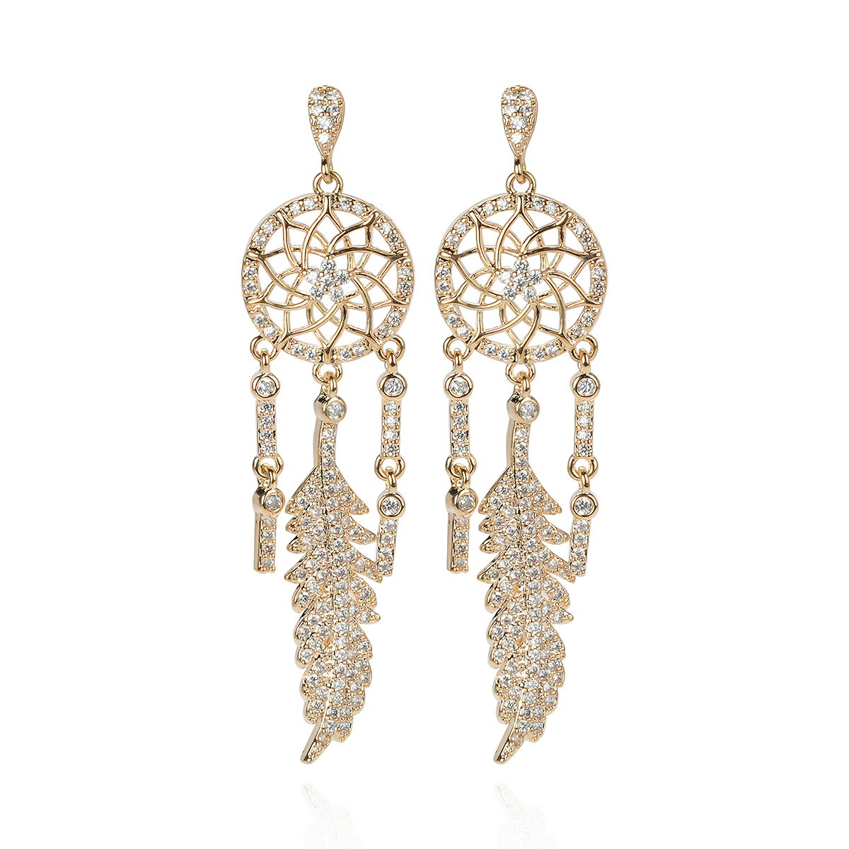 Boucles d'oreilles pendantes attrape rêve KOAN doré, HIPANEMA