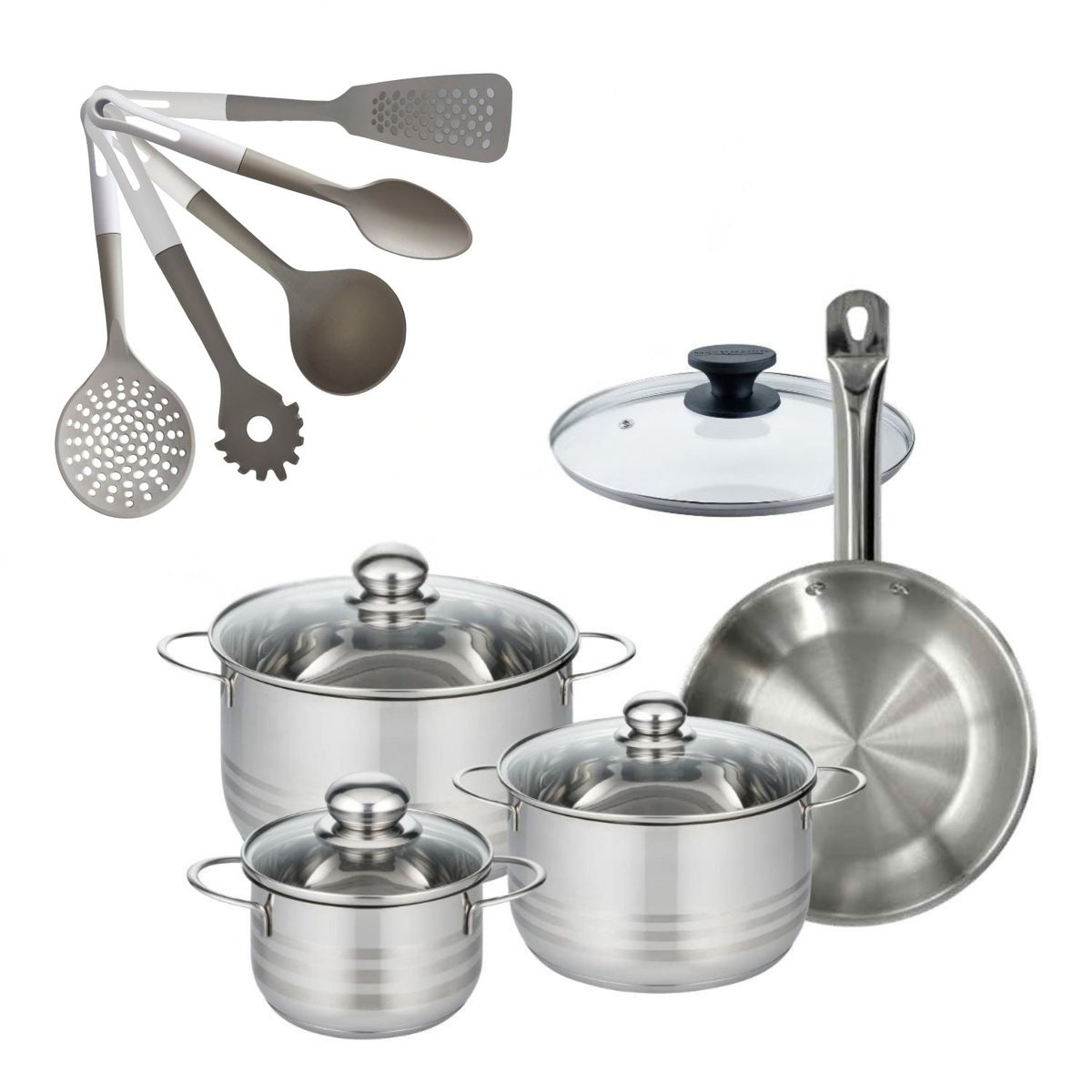 1 poêle 28cm + 3 faitouts 16/20/24cm ETHERNA BRILLANT VARIO inox, FACKELMANN