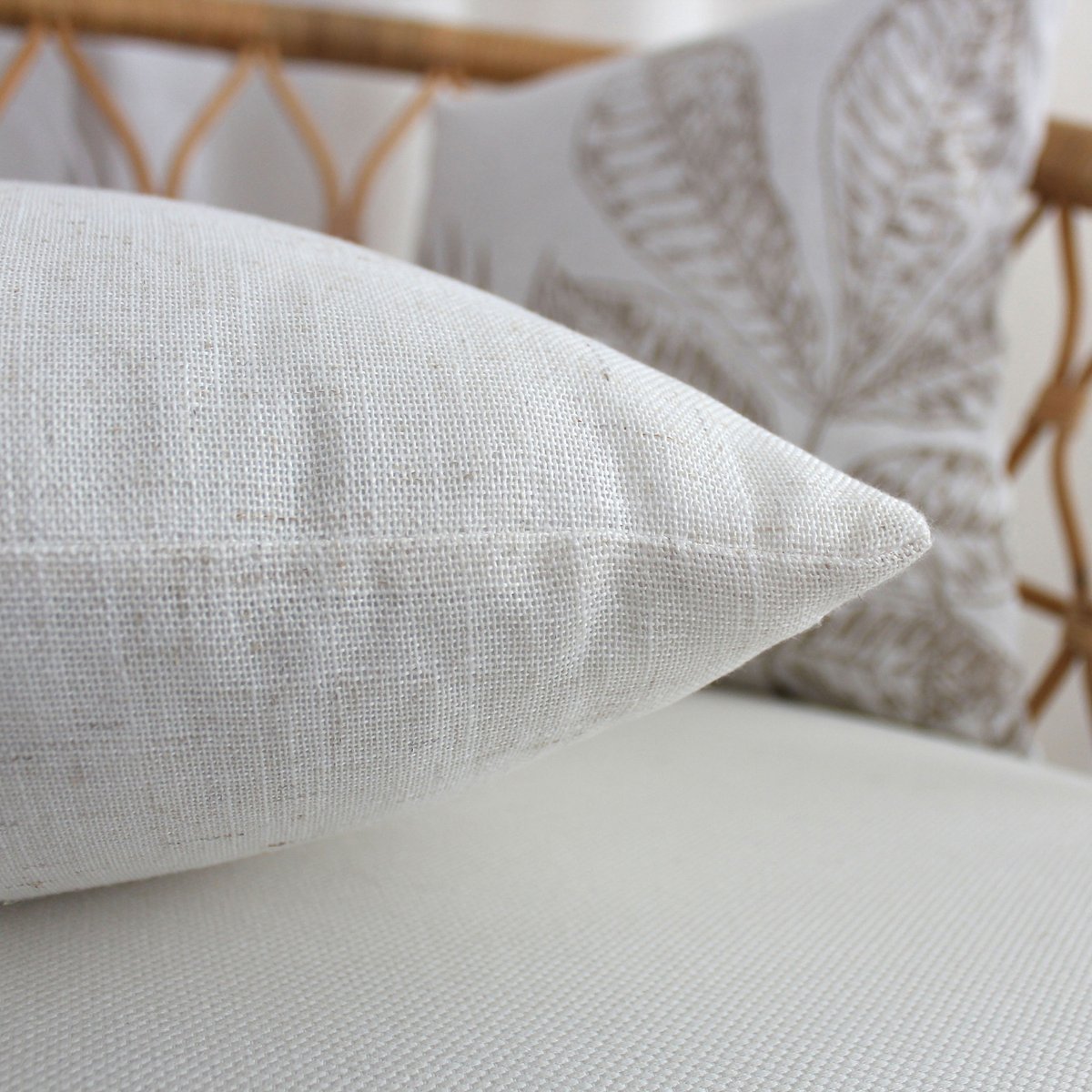 Coussin carré - Effet lin blanc, HOME MAISON
