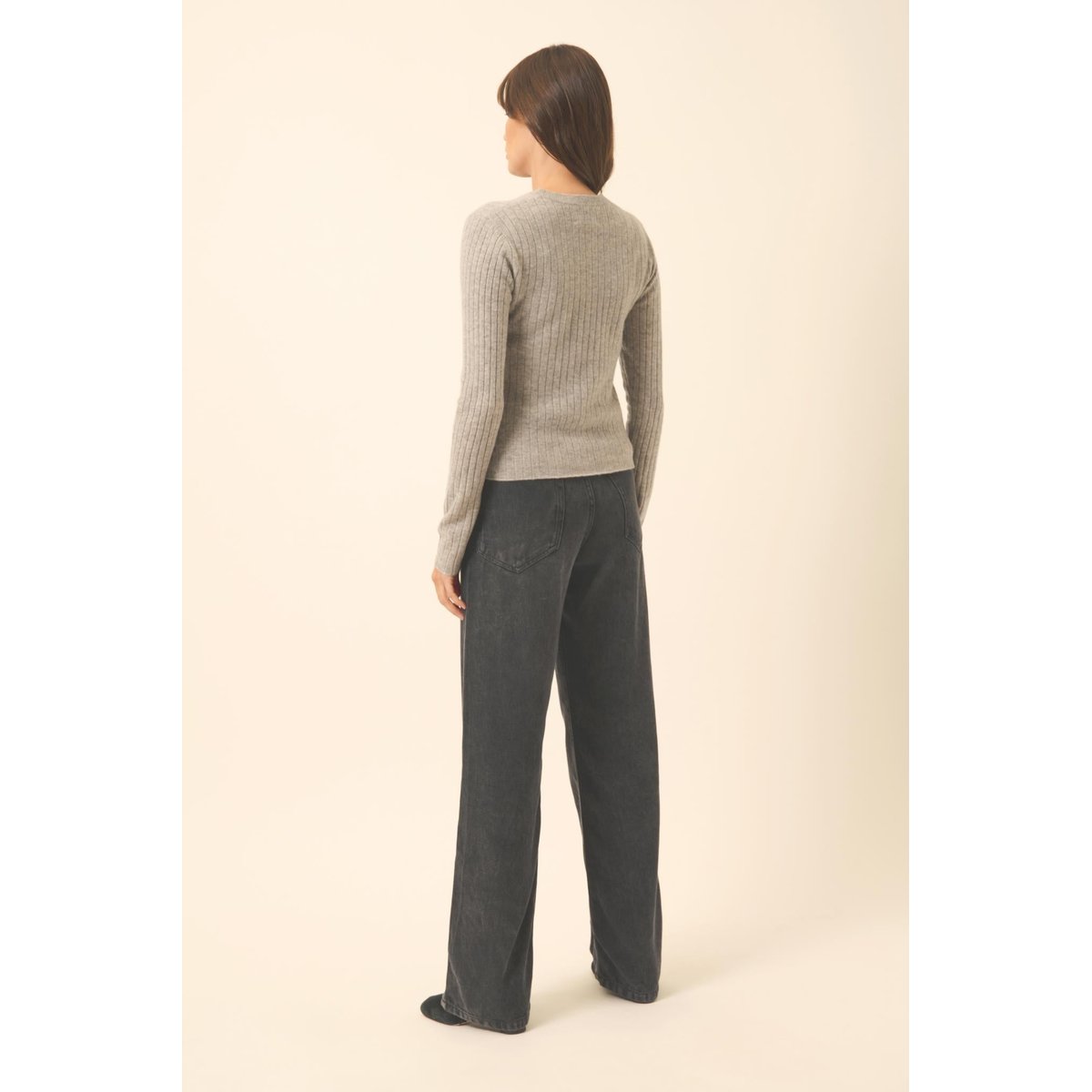 Cardigan Col V Nuage Chiné Camille gris chiné, JUST CASHMERE