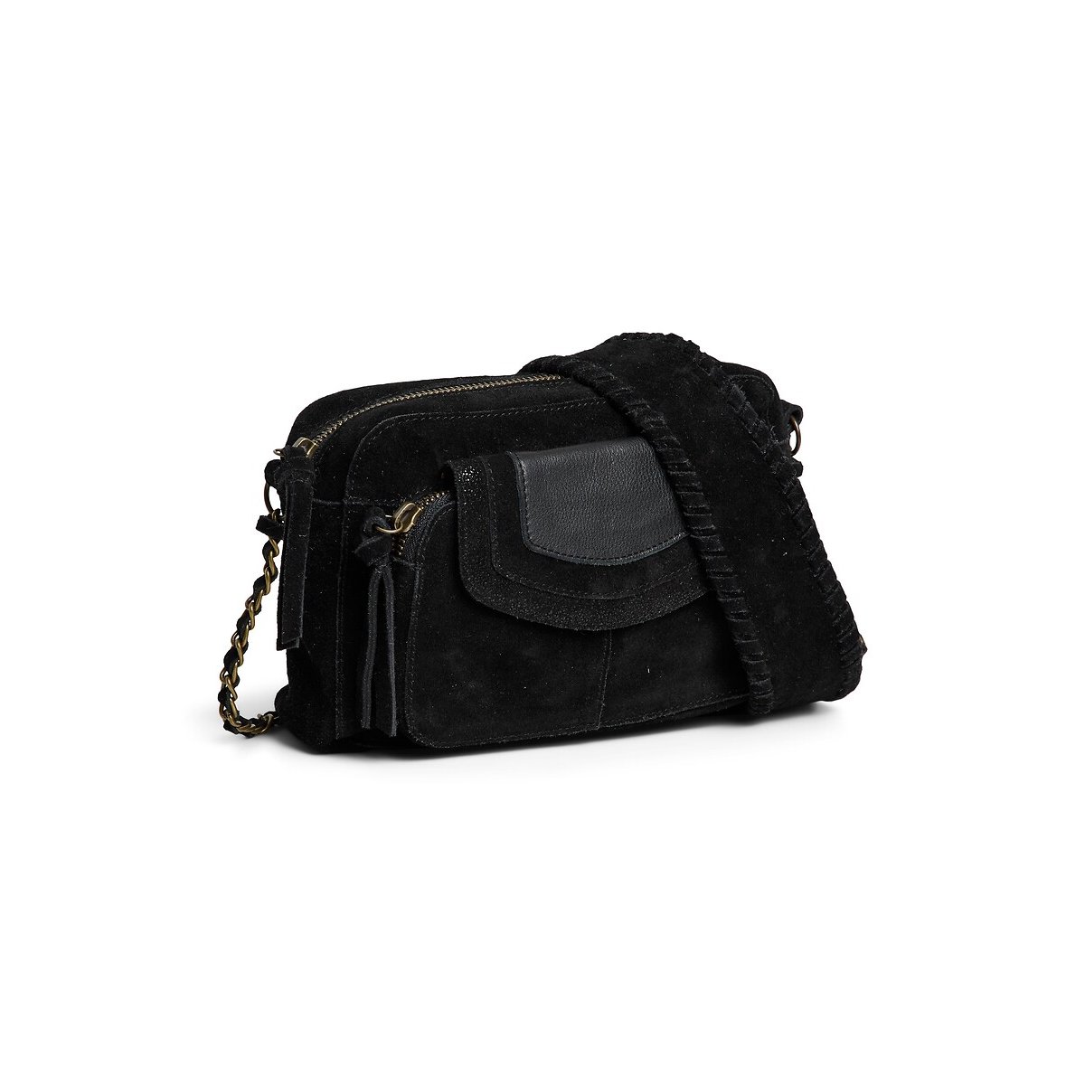 Borsa in pelle scamosciata, Abigail nero , PIECES