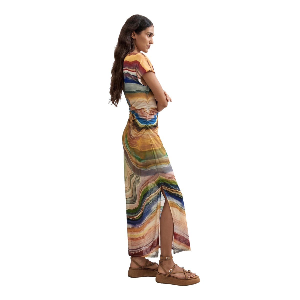 Robe en maille à manches courtes noir, DESIGUAL