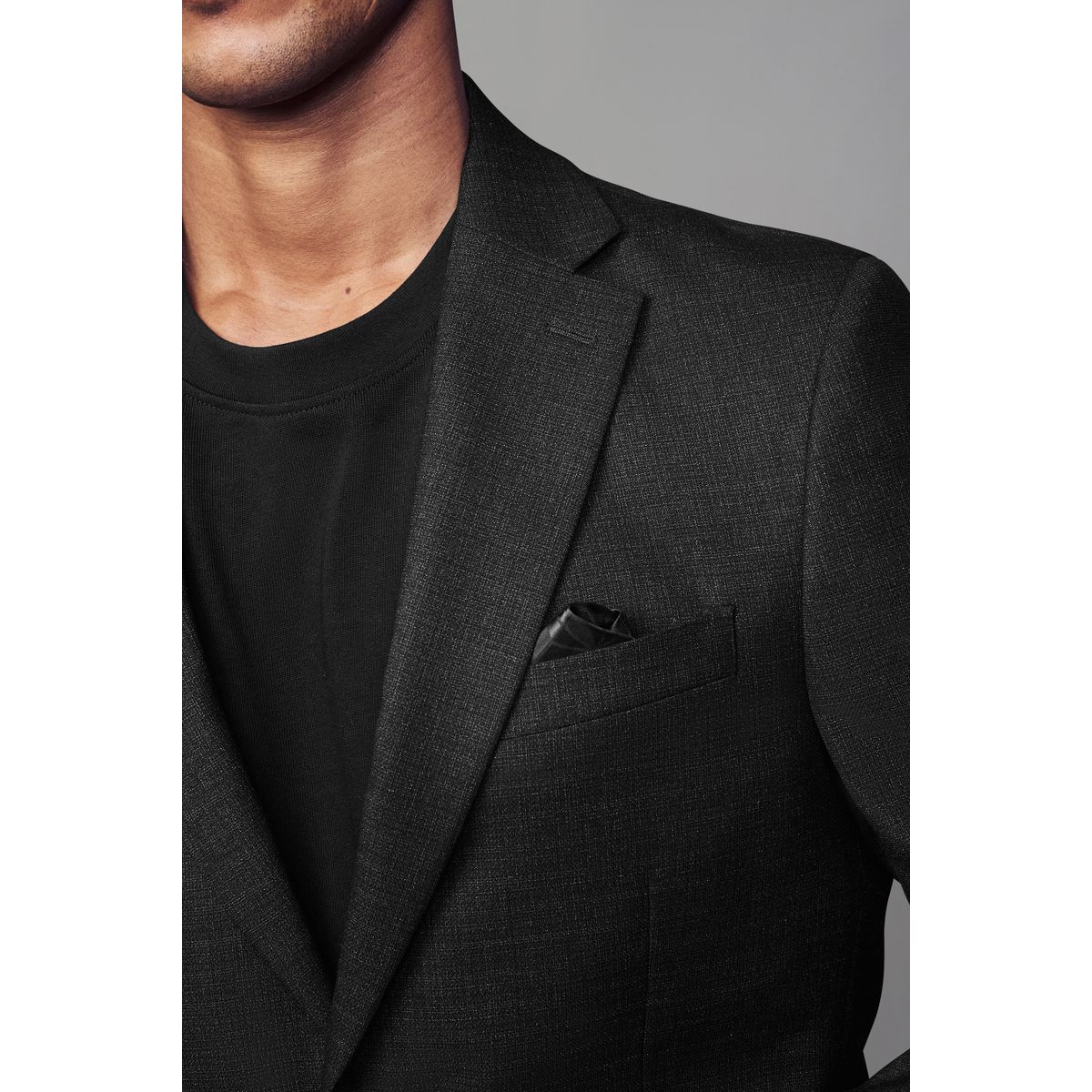 Veste de costume en laine texturée noir, NEXT