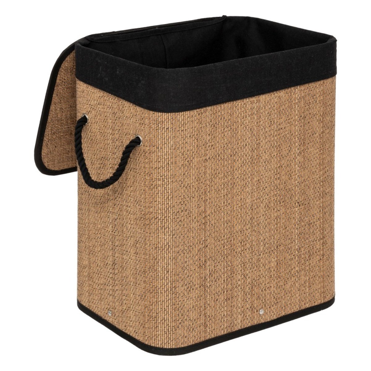 Panier à linge rectangulaire 60L en bambou beige, ATMOSPHERA