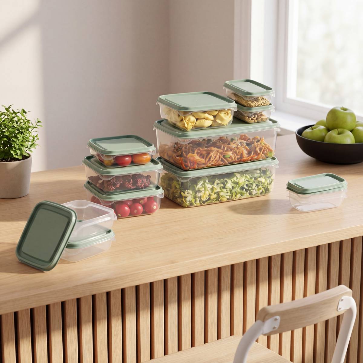 Lot de 12 boîtes de conservation ESSENTIELS transparent, 5FIVE SIMPLY SMART