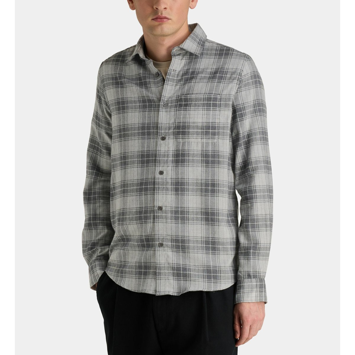 Chemise rifleck 2 à carreaux en coton gris, GALERIES LAFAYETTE