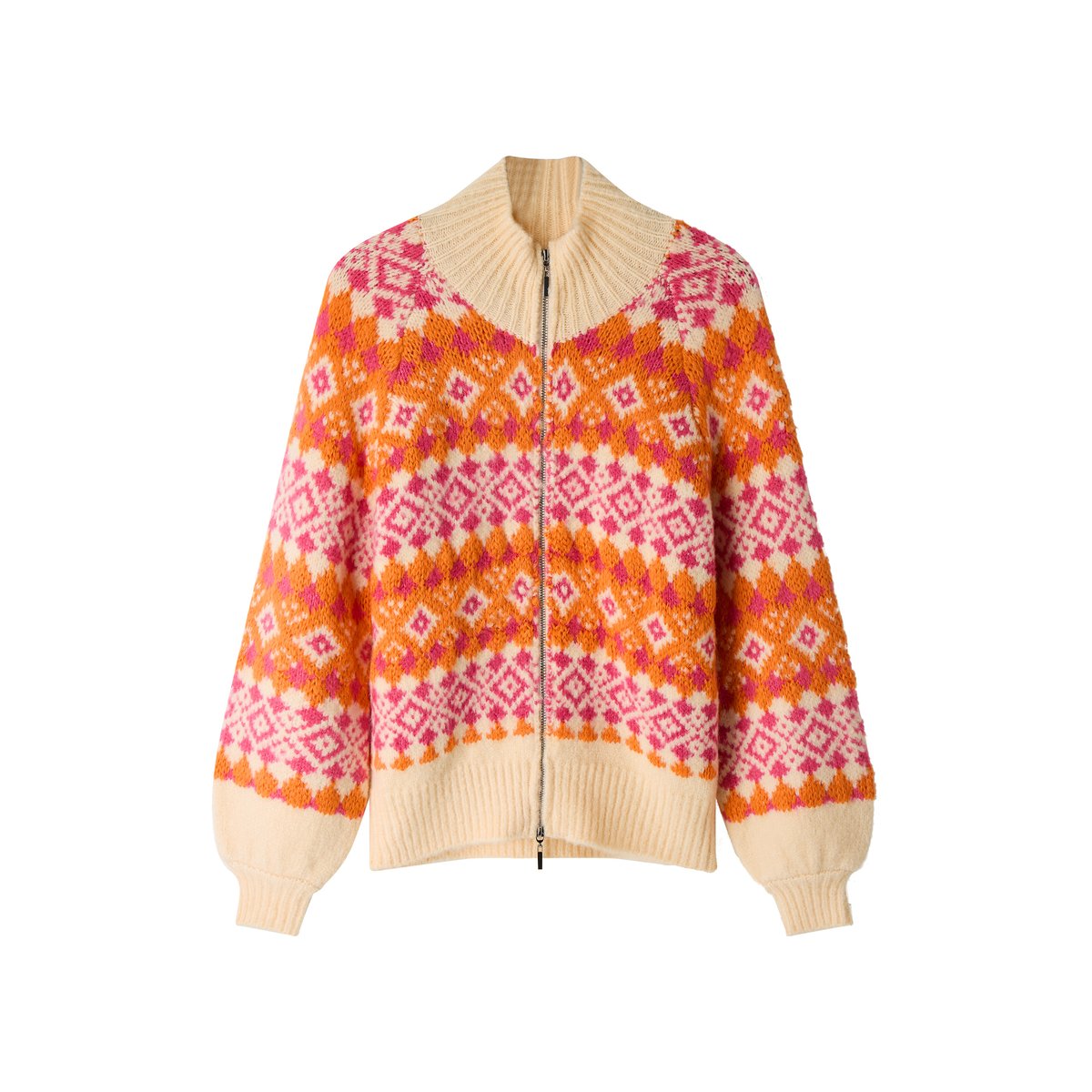 Cardigan Zippé Fair Isle Magnifiquement Audacieux orange, JOE BROWNS