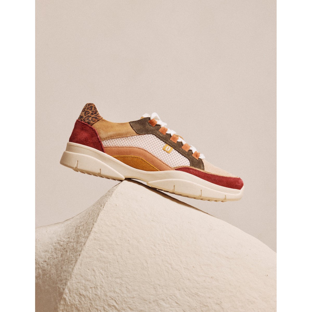 Baskets basses LAURA bordeaux crème kaki, ODAJE