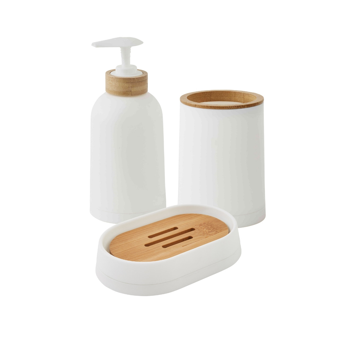 Set salle de bain uni 3 pièces en bambou PRIMA #ffffff, GUY LEVASSEUR
