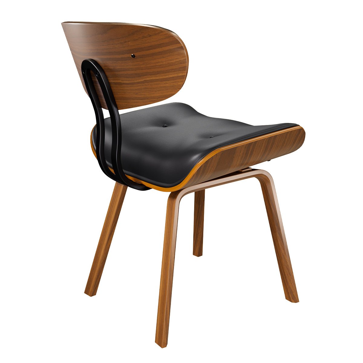 Chaise en PU et pieds en bois plié - PÉTRUS noir et bois foncé, MAISON PAVANE