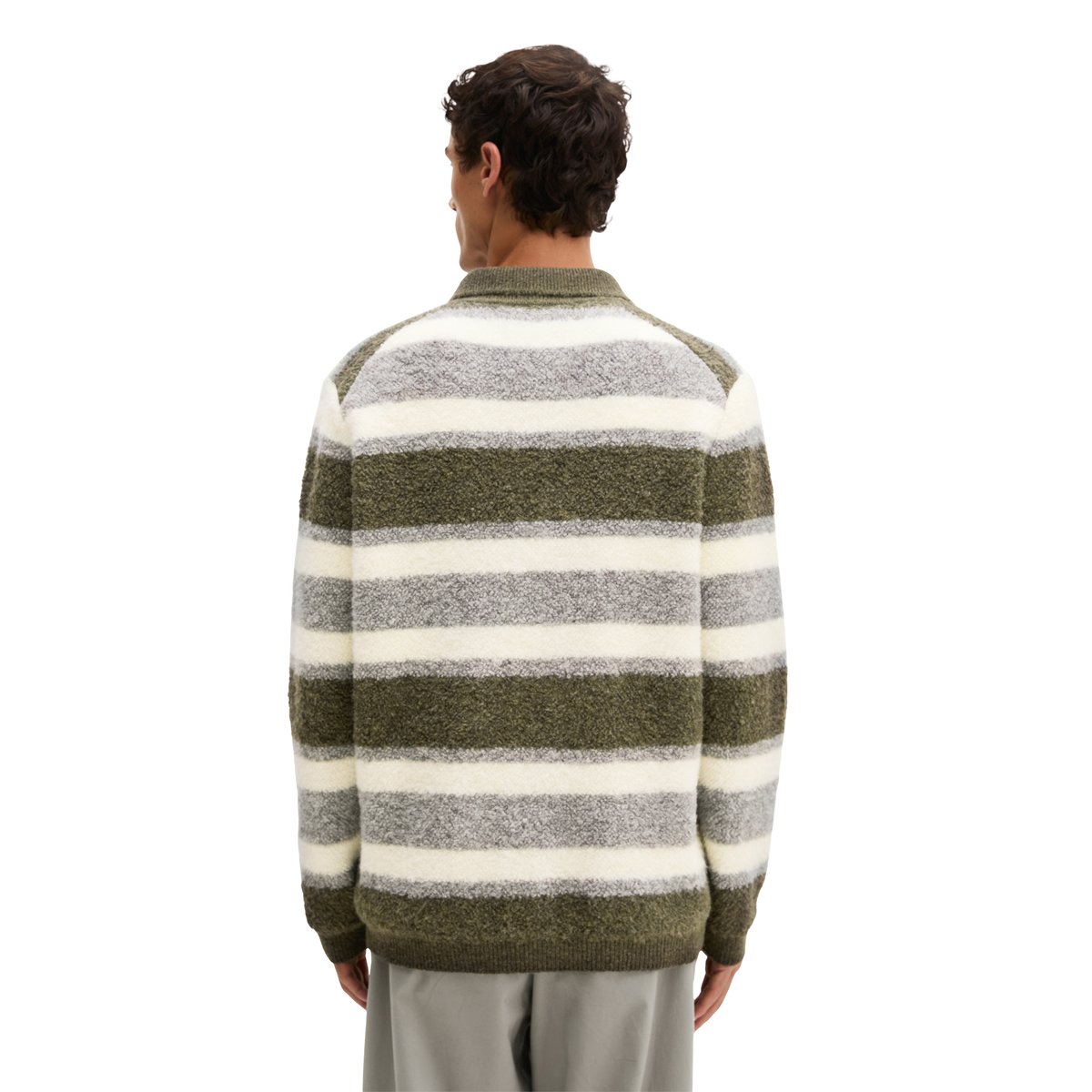 Cardigan en tissu éponge, coupe décontractée en un mélange doux de coton bio et de laine vierge gris, MARC O'POLO