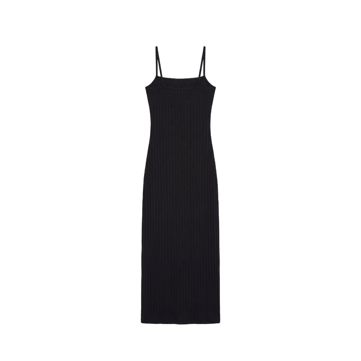 Robe longue bretelles côtelée noir, PROJECT X