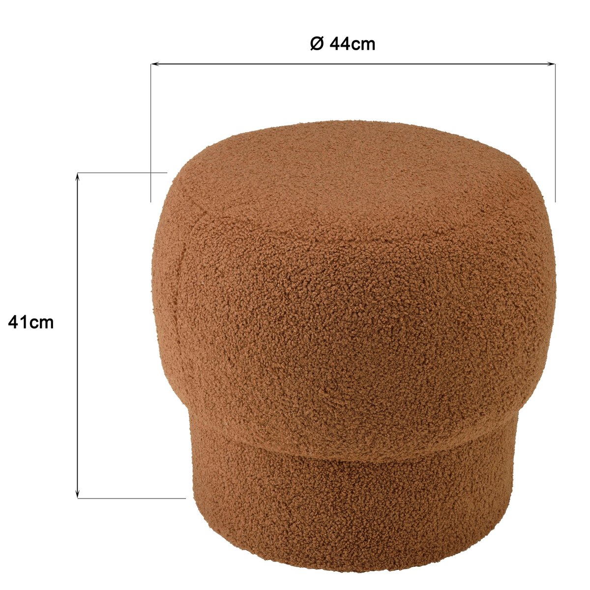 Pouf rond en tissu terracotta CASTILLE terracotta, PIER IMPORT