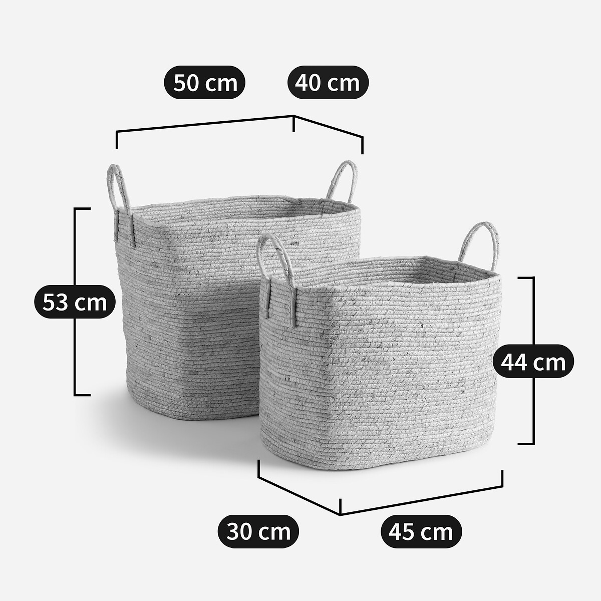Lot de 2 paniers tressés en corde de maïs, Aiocha naturel, LA REDOUTE INTERIEURS