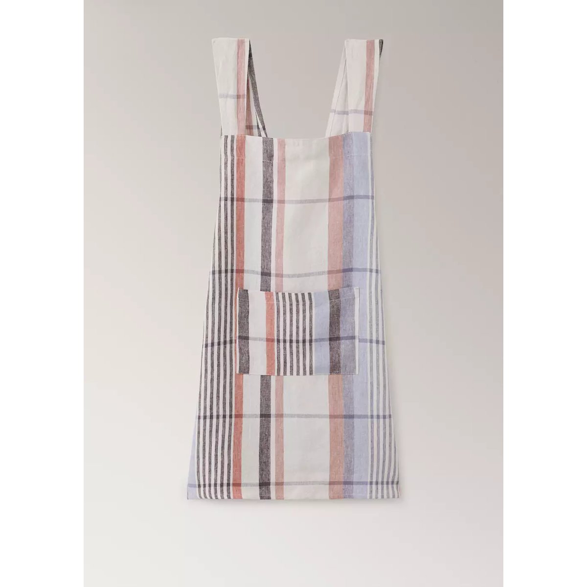 Tablier 100 % lin rayures gris clair/pastel, MANGO HOME
