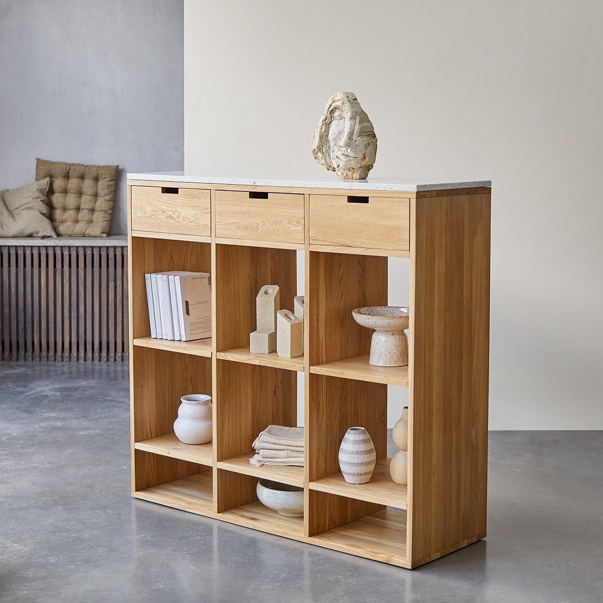 Bibliothèque en Chêne, MIHO blanc, TIKAMOON