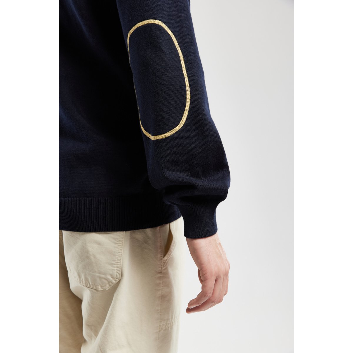 Cardigan avec coudières en coton marine deep, ARMOR-LUX