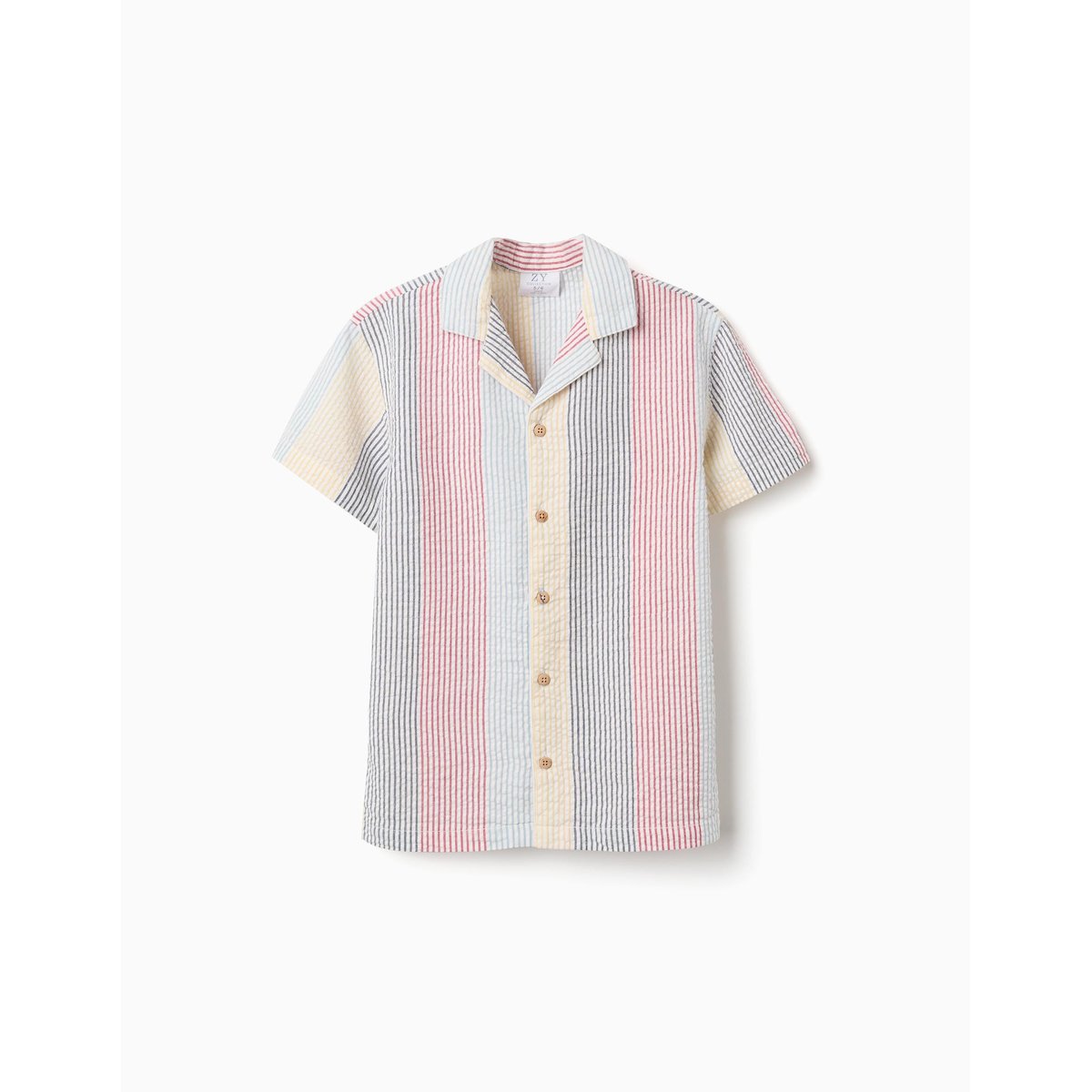Chemise à manches courtes en coton à rayures You&Me rouge, ZIPPY