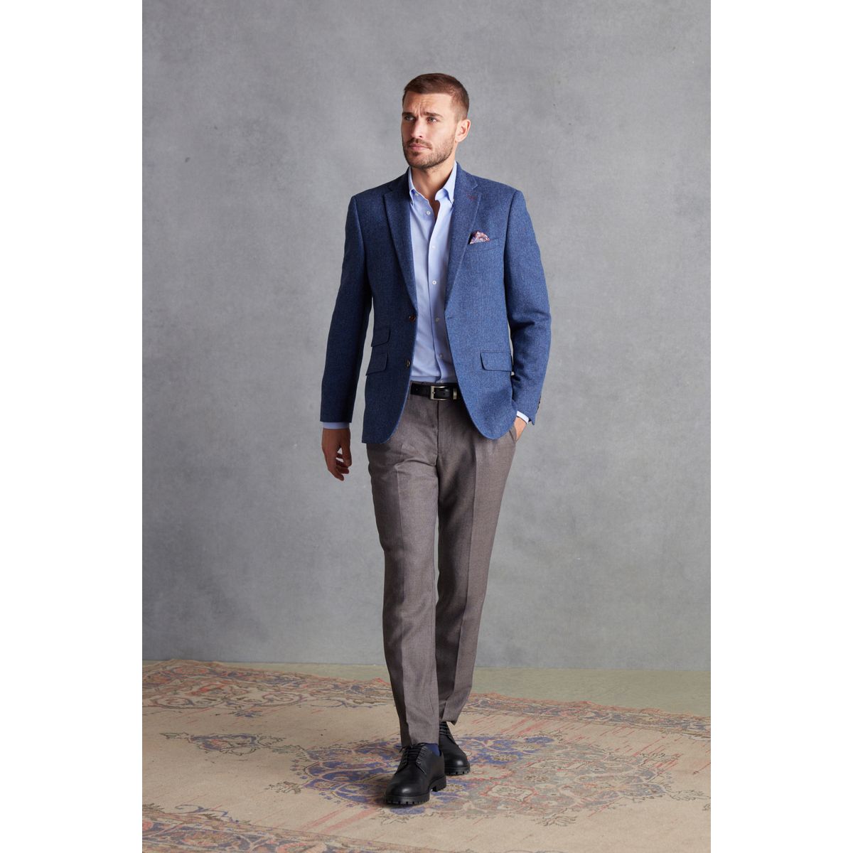 Blazer à chevrons coupe droite bleu, NEXT