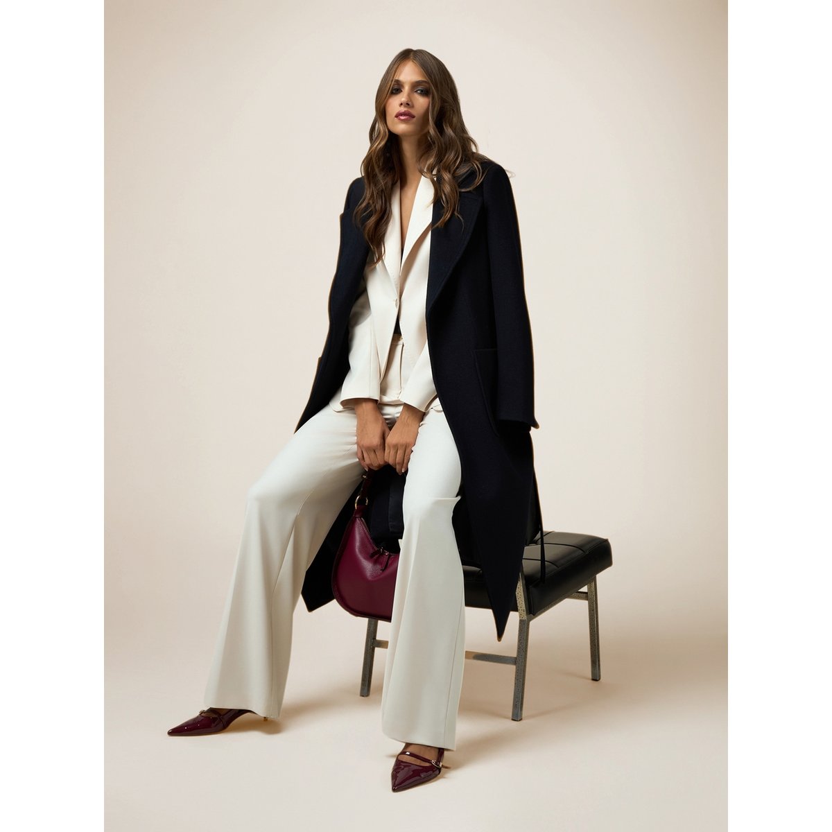 Palazzo trousers in fluid fabric blanc, OLTRE