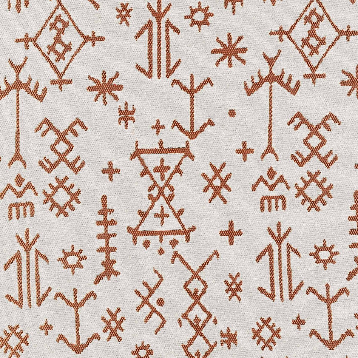 Rideau aux impressions de dessins aztèques jaune ocre, LINDER
