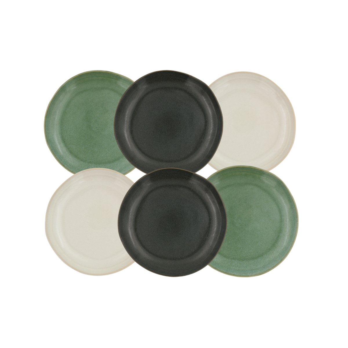 Lot de 6 assiettes à dessert, MILA vert, ARTIME