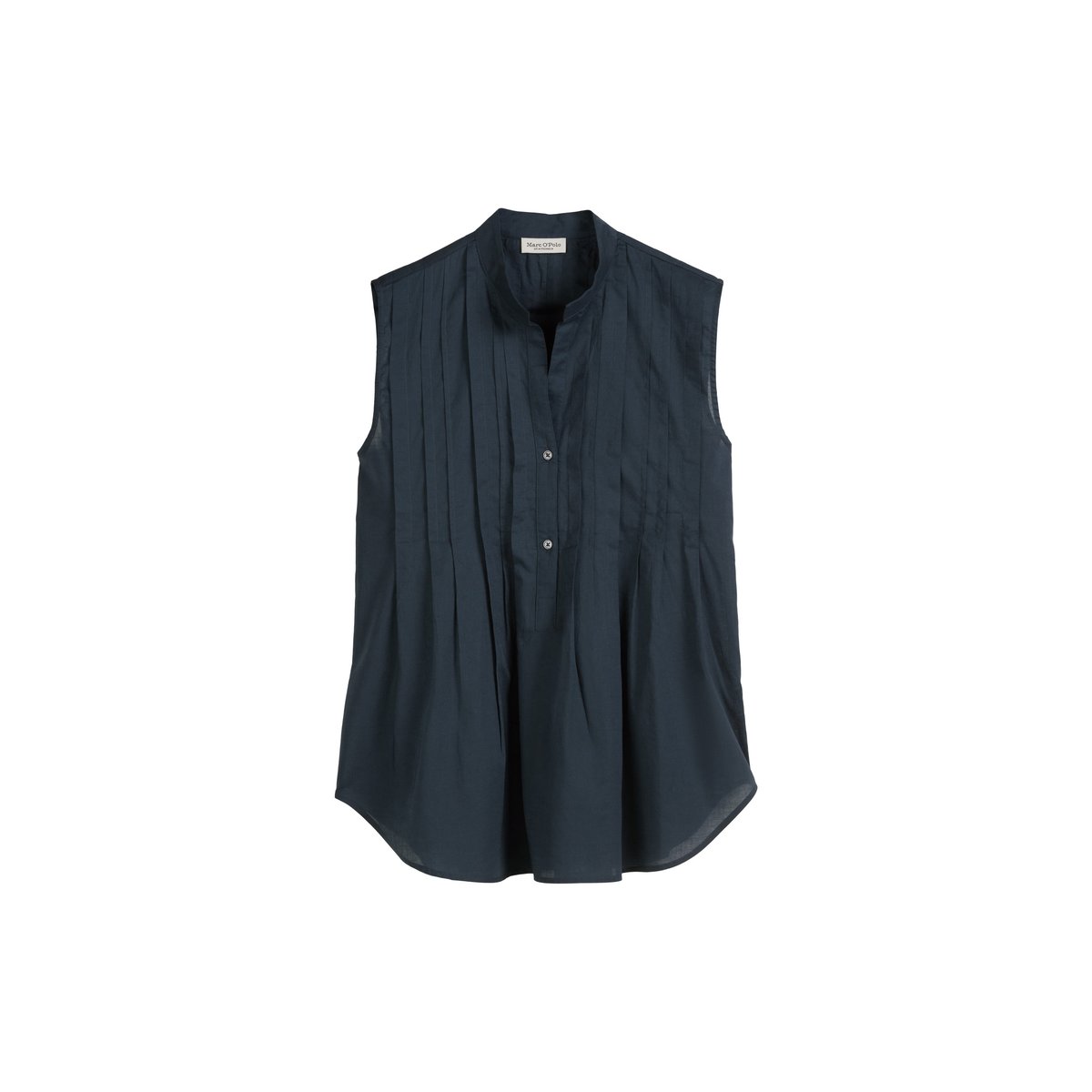 Blouse sans manches relaxed en voile de coton Silky-Touch bleu fooncé, MARC O'POLO