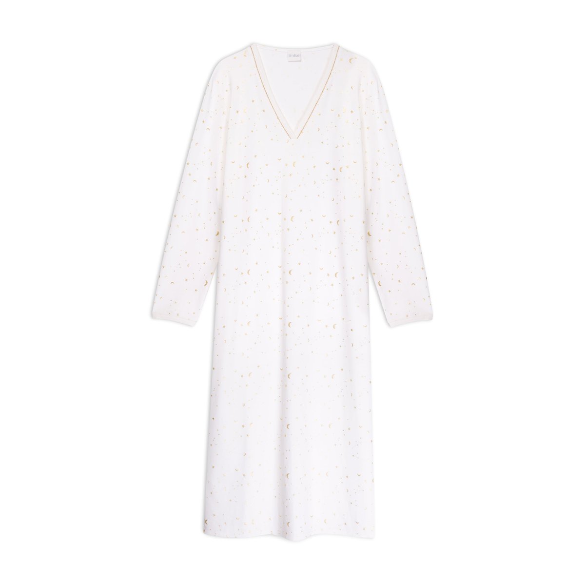 Chemise de nuit longue en coton LUNA 111 ecru, LE CHAT