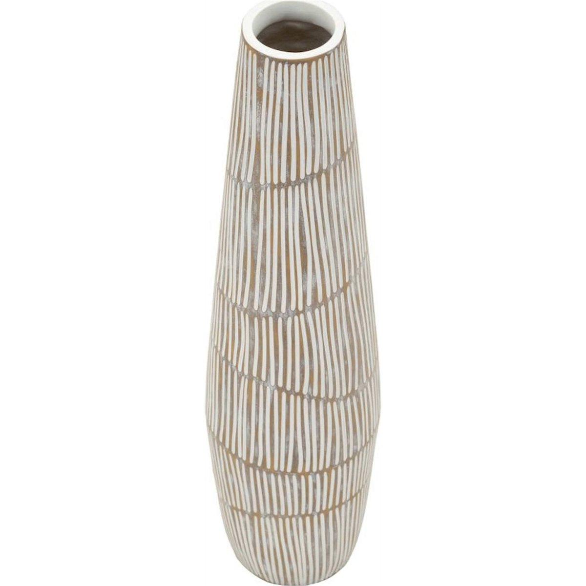 Vase élancé lignes verticales effet vieilli MODERN blanc patiné, RECOLLECTION