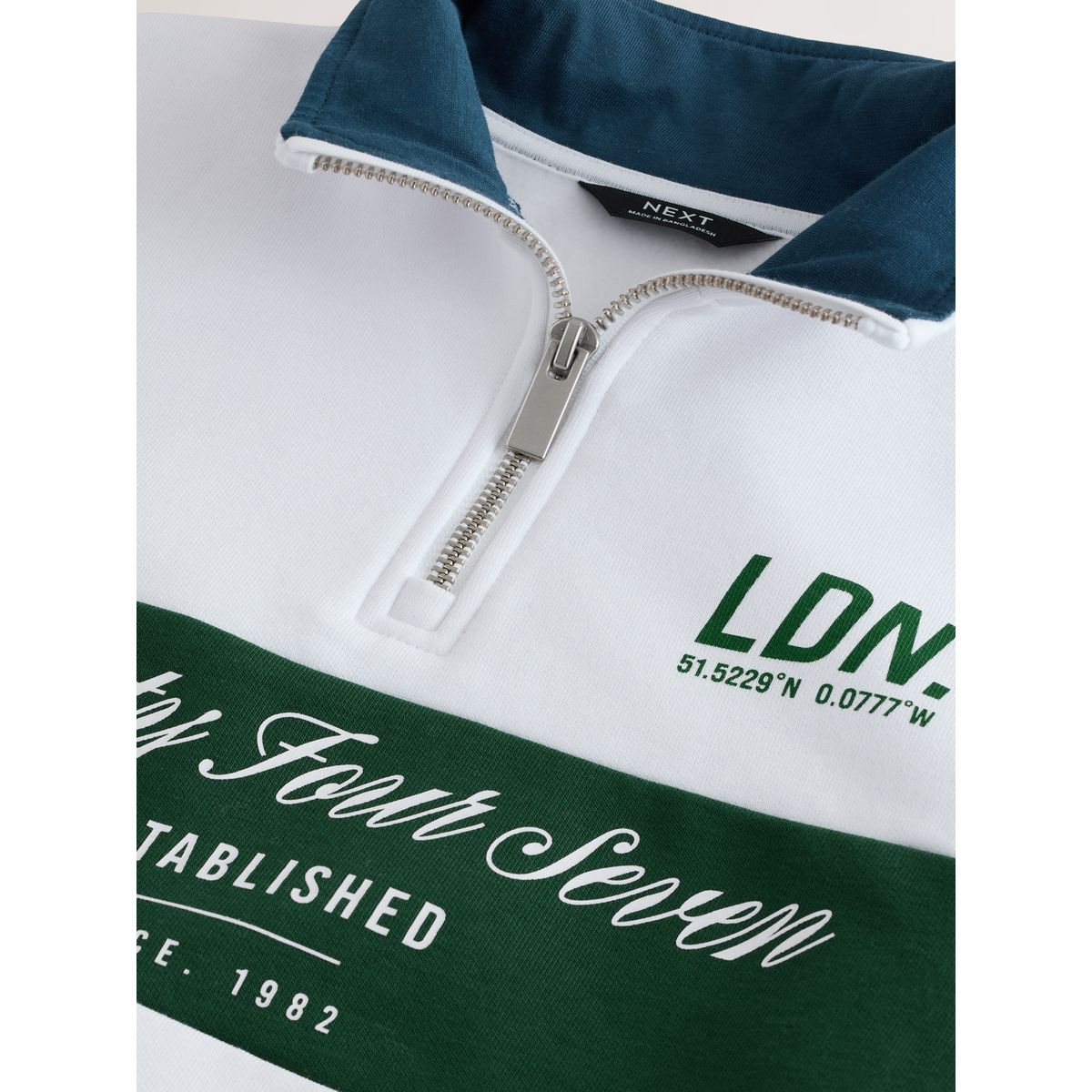 Sweat à col zippé imprimé vert/blanc, NEXT