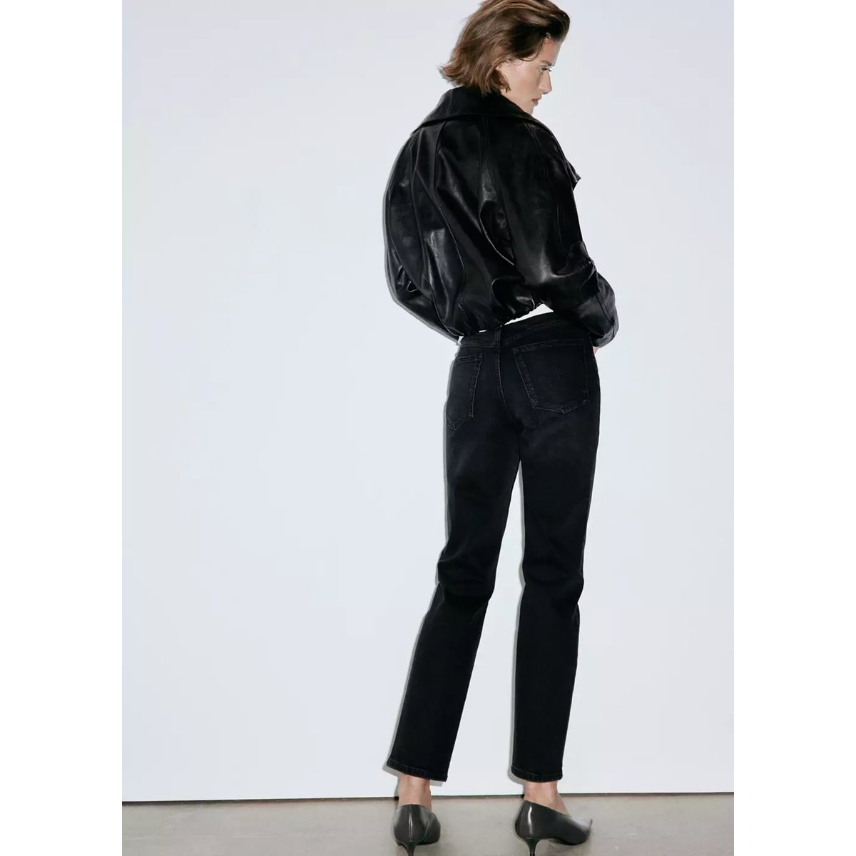 Jean Newmom confort taille haute black denim, MANGO